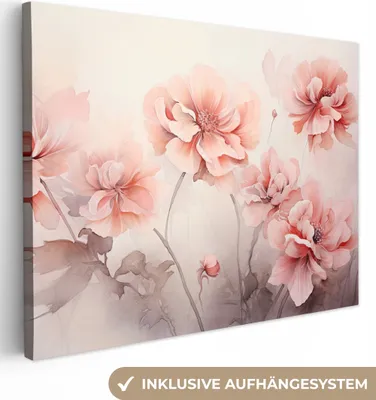 Obrázek produktu pro OneMillionCanvasses® - Plátna - Květiny - Růžová - Umění - Abstraktní - Akvarel, nástěnné umění, nástěnné dekorace Obrazy Obývací pokoj, 80x60cm