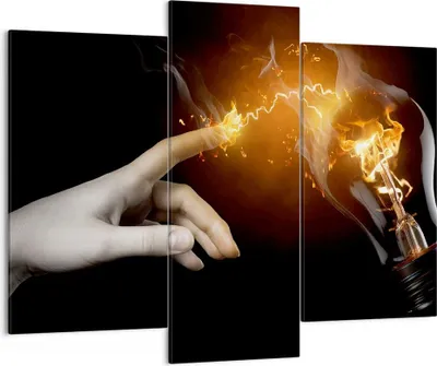 Produktbild von Bild auf Leinwand - Leinwandbild - Hand Licht Flammen - 130x100cm - Wand Bild - Wanddeko - Leinwanddruck - Bilder - Kunstdruck - Wanddekoration - Leinwand bilder - Wandkunst - CB130x100-0193
