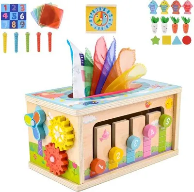 Image de Bloc de jeu en bois pour les tout-petits, avec 6 façons de jouer