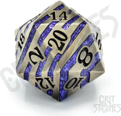 Immagine prodotto di CritStones Dado metallico D20 Engraved Elder 3 cm