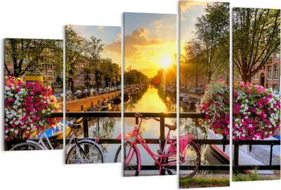 Produktbild von Bild auf Leinwand - Leinwandbild - Bikes Kanal Amsterdam Architektur - 150x100cm - Wand Bild - Wanddeko - Leinwanddruck - Bilder - Kunstdruck - Leinwand bilder - Wandkunst - EG150x100-3081
