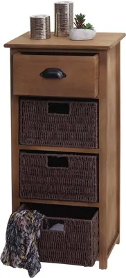 Immagine prodotto di Cassettiera HWC-K84 con cestoni, mobile cassettiera, legno 83x40x29cm ~ marrone scuro, cestoni marrone scuro