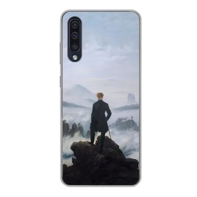 Produktbild von MuchoWow® Handyhülle Schutzhülle Hülle für Samsung Galaxy A50 Der Wanderer über dem Nebelmeer - Caspar David Friedrich - Kunstwerk Silikon Softcase Handy Hülle - Mobiltelefonhülle