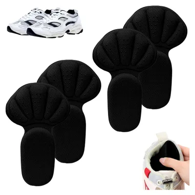 Produktbild von Selbstklebende Fersenpolster, 4 Stück, zuschneidbar, 2-in-1 Fersenschutz und Kissen, Schwarz, für zu große Schuhe, Stiefel und Sneakers