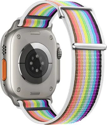 Produktbild von BStrap Velcro Nylon Armband für Apple Watch 38/40/41mm, white rainbow