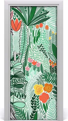 Produktbild von Tulup Türaufkleber 85x205 cm Dekorative Aufkleber Selbstklebend Wasserdichte Tapete Abnehmbar Schlafzimmer Wohnzimmer Wohnkultur - tropische Blumen