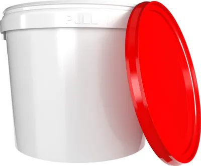 Produktbild von Kunststoffeimer 5l Rund | Lebensmittelecht, luftdicht | Weiß-Rot