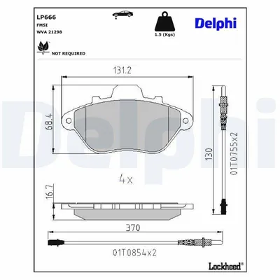 Produktbild von DELPHI Bremsbeläge Satz Vorne Bremsklötze passend für PEUGEOT 605 (6B) LP666