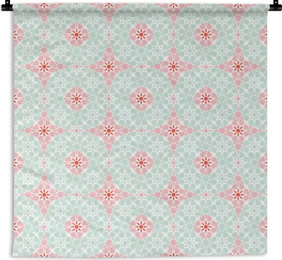 Produktbild von MuchoWow® Wandteppich Wandbehang Blumen - Sterne - Winter - Design 150x150 cm Tapisserie Dekoration Wandtuch - Wohnaccessoires - Modernes