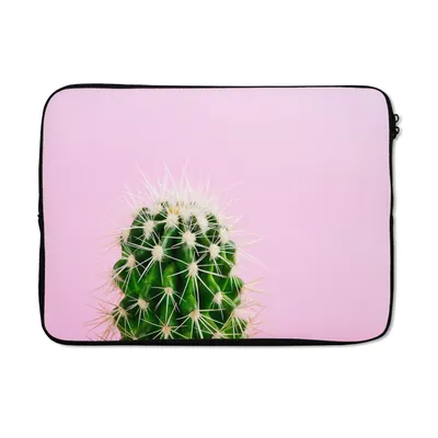 Produktbild von MuchoWow® Laptop Hülle 14 ZollKaktus auf Rosa Laptoptasche - Laptoptasche - Stoßsicher - Schutzhaube