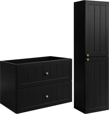 Obrázek produktu pro RODAN | Sada Nábytku do Koupelny - Skříňka 80 & 136 cm - Černý - MDF - Koupelnový Set