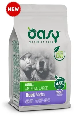 Imagen del producto de Oasy One, alimento seco para perros adultos, con proteína animal, pato, 12 kg