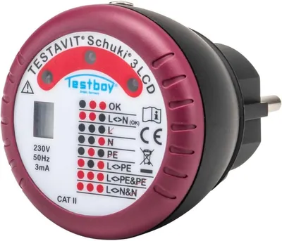 Immagine prodotto di TESTBOY Testavit Schuki 3 LCD tester per prese CAT II 300 V LED, LCD