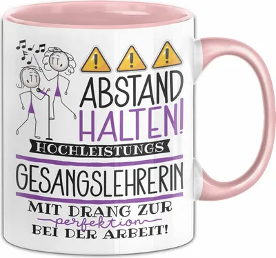 Produktbild von Gesangslehrerin Tasse Geschenk Lustig Abstand Halten Hochleistungs-Gesangslehrerin Mit Drang Zur Perfektion Bei Der Arbeit (Rosa)