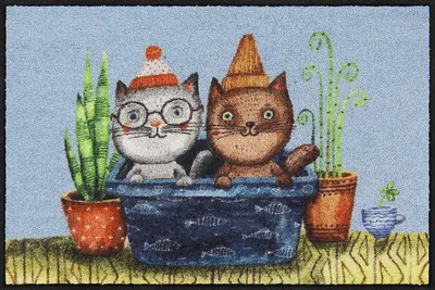 Produktbild von Salonloewe TROUBLE CATS Fußmatte Wohnmatte 50 x 75 cm
