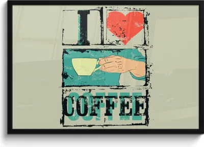 Produktbild von MuchoWow® MuchoWow® Gerahmtes Poster Kaffee - Zitate - Vintage - Sprichwörter - Ich liebe Kaffee 90x60 cm - Poster mit zchwarzem Bilderrahmen - Fotorahmen - Foto-Plakat