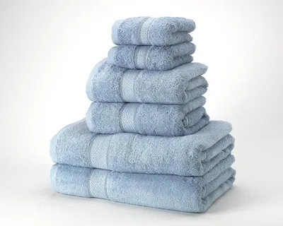 Produktbild von Handtuchset 6-teilig - 100% gekämmte Baumwolle 450 g/m² - Hellblau