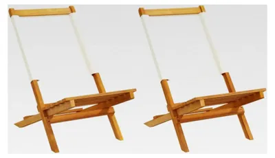 Produktbild von Gartenstühle 2 Stück cremeweiß aus massivem Akazienholz und Stoff