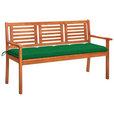 Immagine prodotto di panca da giardino a 3 posti con cuscino 150 cm in legno massiccio di eucalipto