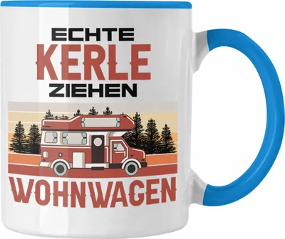 Produktbild von Trendation - Echte Kerle Ziehen Wohnwagen Camper Tasse Geschenke Wohnmobil für Männer Campingwagen Geschenkidee Zubehör Camping Opa Oma Rentner Lustig (Blau)