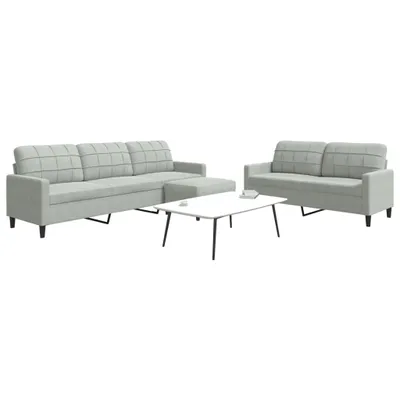 Produktbild von Design 3-tlg. Sofagarnitur mit Kissen Hellgrau Samt, Schlafsofas 2024 Neu