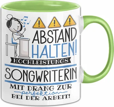 Produktbild von Songwriterin Tasse Geschenk Lustig Abstand Halten Hochleistungs-Songwriterin Mit Drang Zur Perfektion Bei Der Arbeit (Grün)