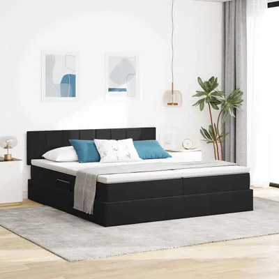 Image de Maison Exclusive - Lit coffre avec tête de lit, 2 pièces, noir