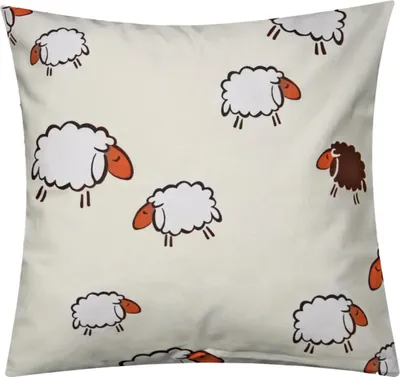 Produktbild von 1 x Kissenbezug in 40x40cm 100% Baumwolle Renforcé - Schafe Lämmer - Kissenhülle, Dekokissenbezug, Kinder (1-Stück-99/3-40x40)