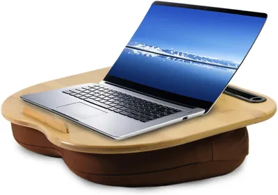Obrázok produktu pre Stojan na notebook s vankúšom, 3v1, hnedá, 38 x 28 cm, do postele