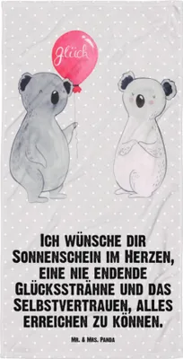 Produktbild von Mr. & Mrs. Panda Strandlaken Koala Luftballon - Grau Pastell - Geschenk, Badehandtuch, Geburtstag, Handtuch, Großes, Badelaken, Party, Strandtuch, Duschtuch