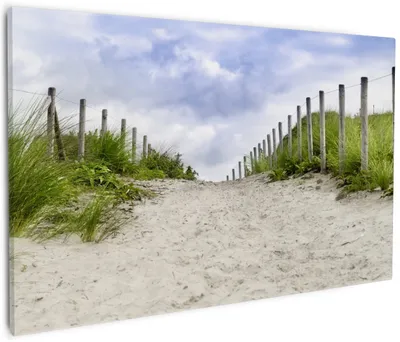 Produktbild von Wallario Premium Leinwandbild Auf dem Weg zum Strand durch Dünen in Größe 60 x 90 cm