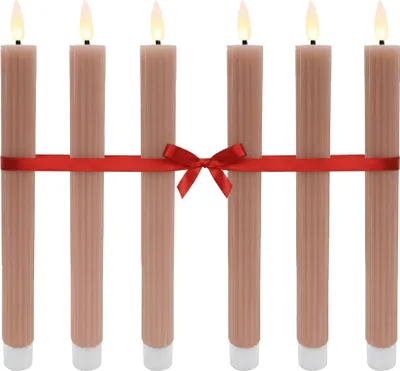 Produktbild von LED-Stabkerzen ohne Flamme, Echtwachs, 6er-Set