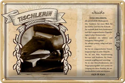 Produktbild von Blechschild Berufe Tischlerin Holzexperte 30x20cm