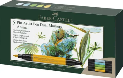Produktbild von FABER-CASTELL Tuschestift PAP Dual Marker 5x Tiere