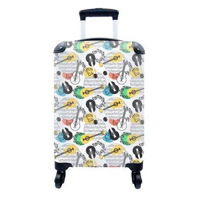 Produktbild von MuchoWow® Koffer Handgepäck Trolley Rollkoffer Kleine Reisekoffer mit 4 Rollen - Gitarre - Musik - Patterns - Abstrakt - Cabin Size < 55x40x23 cm & 55x40x20 cm - Fotokoffer - Kabinenkoffer - Boardgepäck - Reise-Box - Reisekoffer - Reisegepäck - Koffer mit Bild - Trolley für Kinder