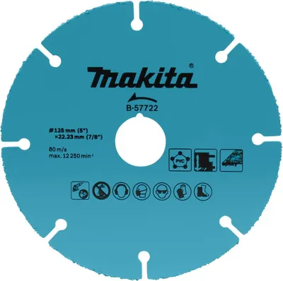 Obrázok produktu pre Makita B-57722, Rezací disk, Plochý stred, Makita, 12,5 cm, 80 m/s, 12250 ot/min