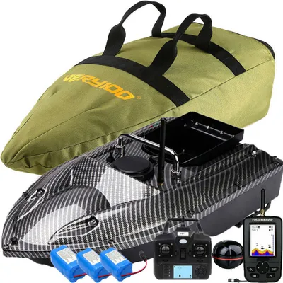 Produktbild von VERY100 500M Futterboot mit Echolot und GPS Kabellos GPS Köderboot Futterboot,LCD Fischfinder,3 Bootsbatterien 5200mAh,mit Tasche