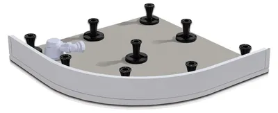 Produktbild von Duschspa Viertelkreis Runddusche Duschwanne Armatur Schürze-Stellfüße Set für Duschtasse 90X90cm