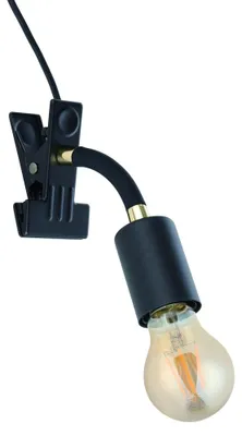 Productafbeelding van Klemspot Parrini schakelaar - zwart/messing - 1x E27