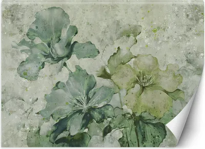 Produktbild von Vlies fototapete Grüne Aquarellblumen 450x315 cm Feeby Grün inkl. Kleber einfache Montage