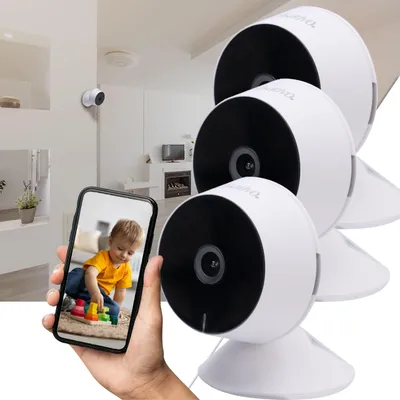 Produktbild von 3er-Set Hochauflösende Full-HD IP-Überwachungskamera, IR-Nachtsicht, Live View per App, 2 Wege Kommunikation, Bewegungs- u. Personenerkennung