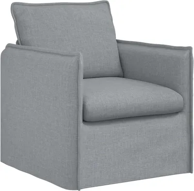 Produktbild von Moderner Sessel für das Wohnzimmer in Hellgrau, gepolsterter Einzelsessel mit Metallrahmen, modularer Loungesessel aus Stoff für das Schlafzimmer, 75 x 82 x 85 cm