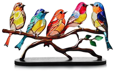 Acryl-Vogelornament, bunt, 23,5x13x7 cm, Tischdeko