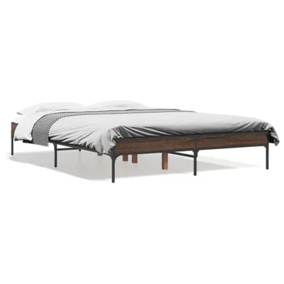 Produktbild von vidaXL Bettgestell Braun Eichen-Optik 120x190 cm Holzwerkstoff Metall