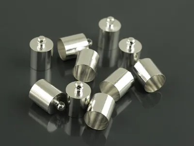 Produktbild von Vintageparts 6 Endkappen für 7 mm Bänder silberfarben