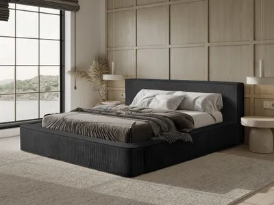 Produktbild von Polsterbett Doppelbett MODESTO Komplettset 140x200cm in Stoff Lincoln Schwarz