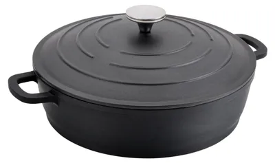 Alu-Brat- und Auflaufform 28 cm, flach, mit Deckel, schwarz