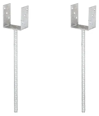 Produktbild von Alberts 2 x U-Pfostenträger, Riffelstahl-Betonanker, 121x121 mm, Betonanker 400 mm, feuerverzinkt, zum Einbetonieren