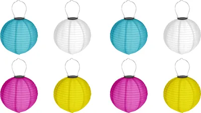 Produktbild von 8er Set Solar LED Lampion Ø 20 cm Party Garten Laterne Bunt Deko Lampenschirm Lampe Kugel Gartenlampion