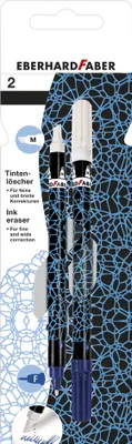 Image de EBERHARD FABER Effaceur d'encre bleu néon/noir blister de 2 pièces